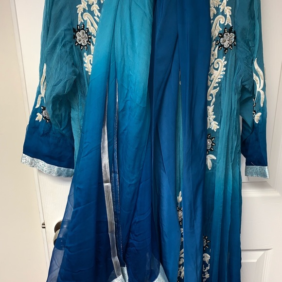 Blue ombré Pakistani Maxi dress frock EUC - Picture 8 of 8